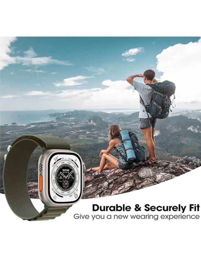 Alpine Loop Nylon Band Compatible with Apple Watch Ultra Band 49mm 45mm 44mm 42mm, Adjustable with Metal C-Hook Strap for iWatch Ultra 2, Series SE/9/8/7/6/5/4/3/2/1 - Olive - Image 3